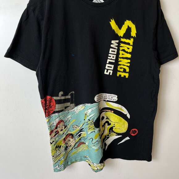 Strange Worlds T Shirt Black XL Extra Large Comic Drawing Graphic Tee Cotton - Picture 6 of 16